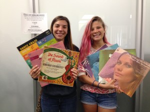 Happy students,Kelly and Sydney,  are looking forward to sharing their vinyl finds with their families.