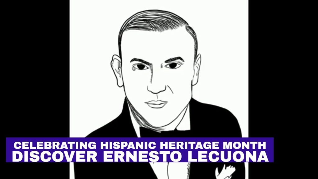 Portrait photo of Cuban composer and pianist Ernesto Lecuona used in a Recorded Sound Archives Hispanic Heritage Month post.